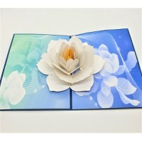 Handmade 3d Pop Up Card Water Lily Lotus Flower Birthday Wedding Anniversary Valentine's Day Mother's Day Big Day Gift Origami Greetings
